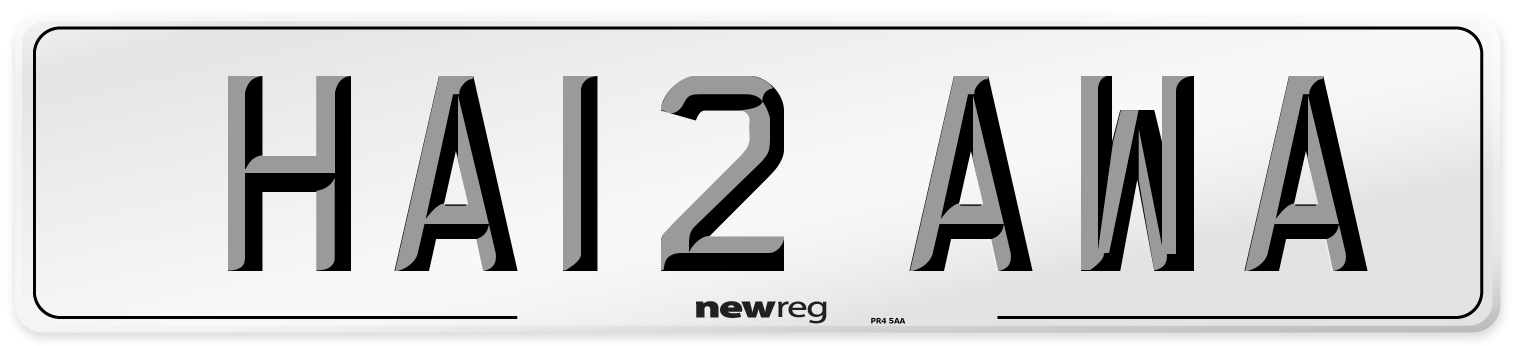 HA12 AWA Number Plate from New Reg